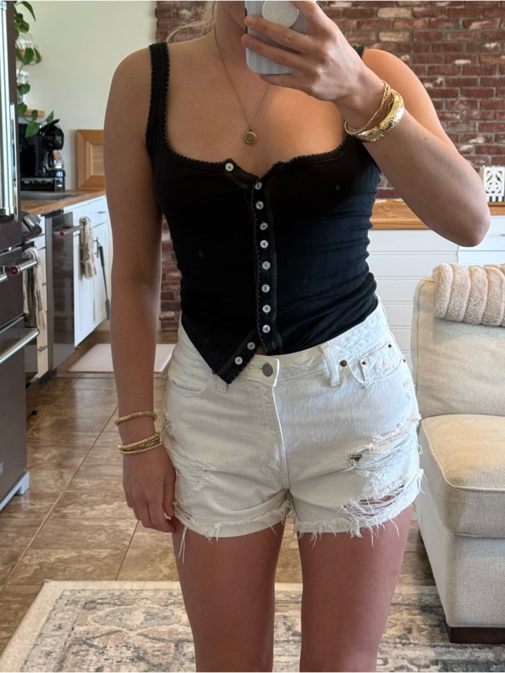 Abercrombie & Fitch White Distressed Denim Cutoff Shorts